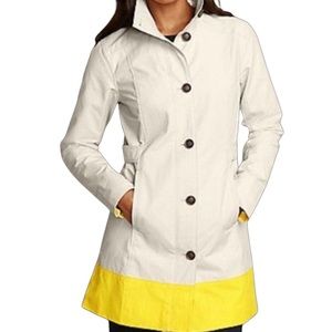 Eddie Bauer | Mid-length Color Block Button Front Trench | Tan & Yellow | XL